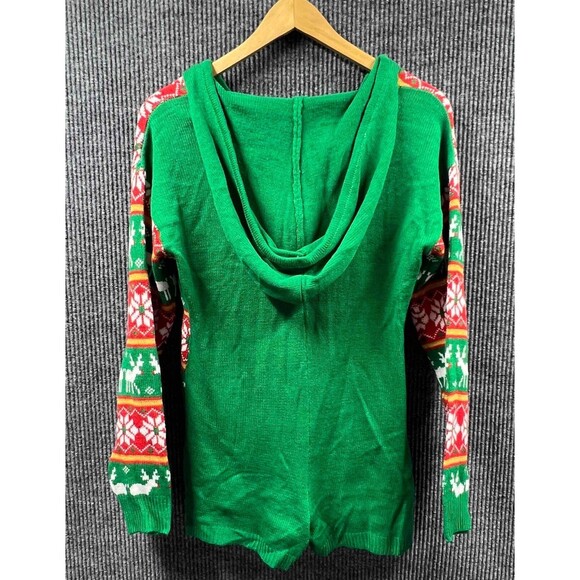 Christmas ROMPER Sweater Women Small Red Green Reindeer Snowflake Party NWT - Picture 3 of 16